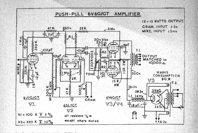 6V6 push-pull audio amplifier